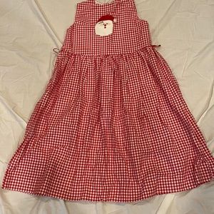 Gingham Christmas dress with Santa face. 6x. $20